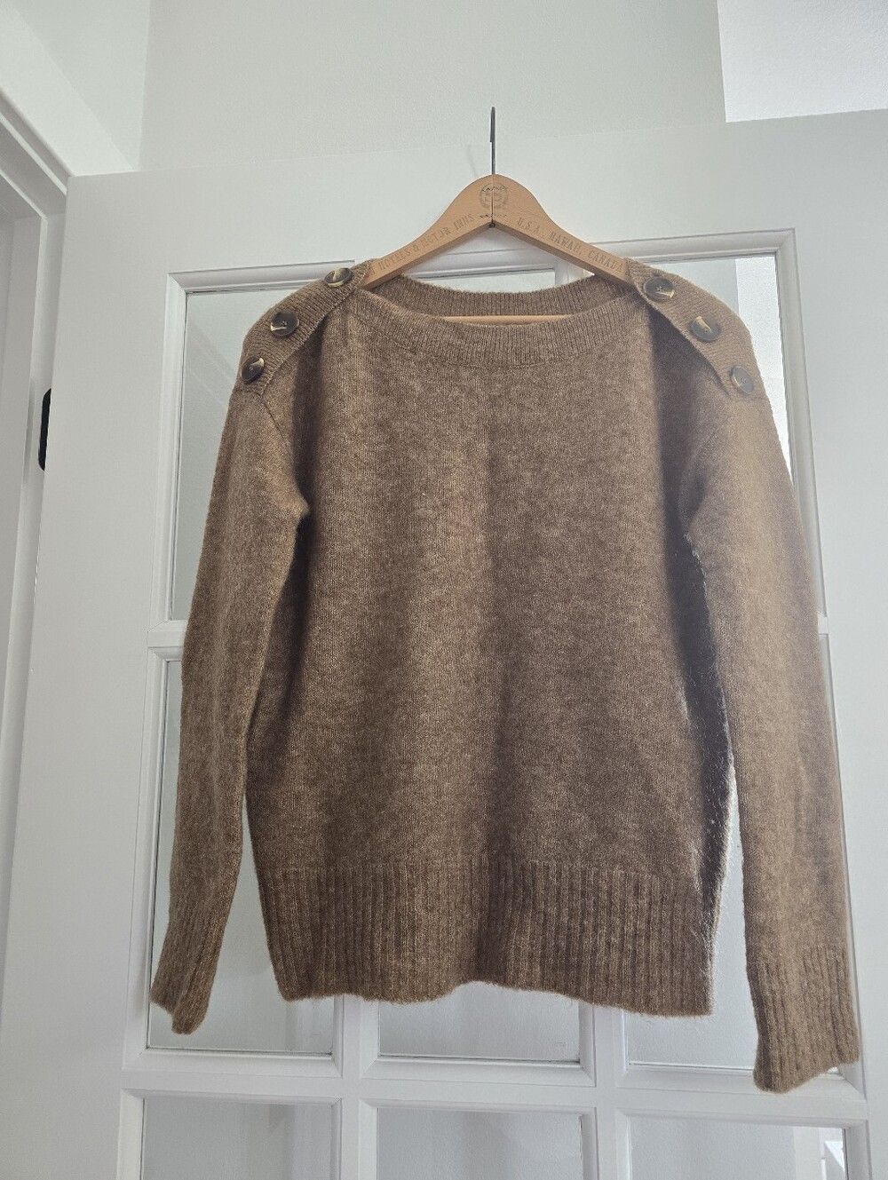 SÉZANE Victor Shoulder Button Boatneck Marled Chestnut Mohair Sweater NWOT RARE - Picture 3 of 11
